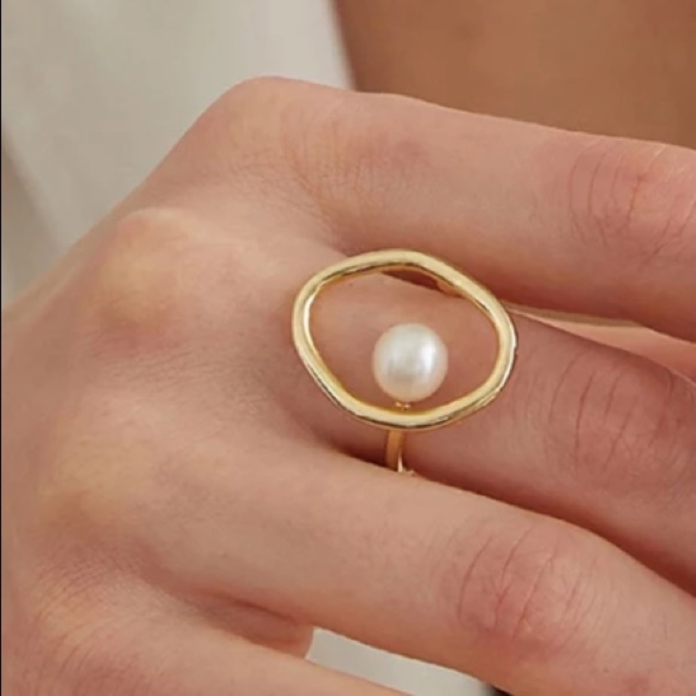 🤍Vintage pearl open gold plated ring - Picture 3 of 10